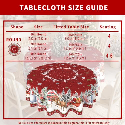 Lookio Chubba Christmas Red Round Tablecloth 90 Inch Waterproof Holiday Decor