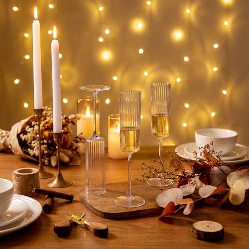 Clear 36PCS Ribbed Plastic Champagne Flutes for Weddings & Parties
