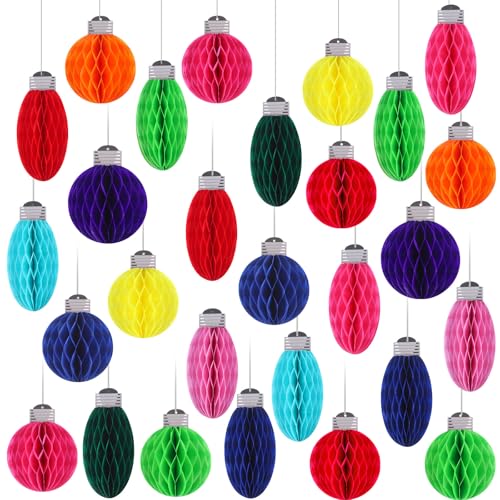 Pajean 15Pcs Christmas Honeycomb Lights Decorations 3D Paper Bulbs & Balls