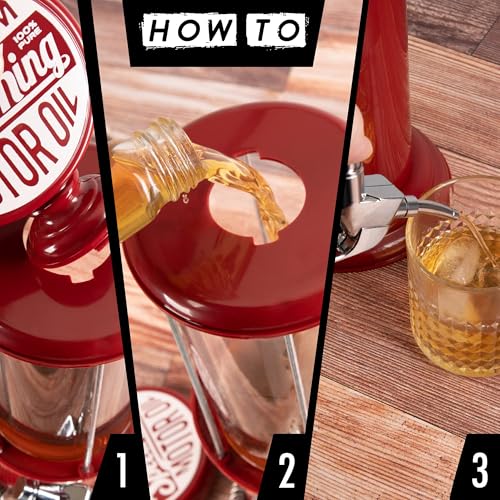 Viking Red Liquor Dispenser Pump for Home Bar - 30 Fl. oz Vintage Style Shot Dispenser