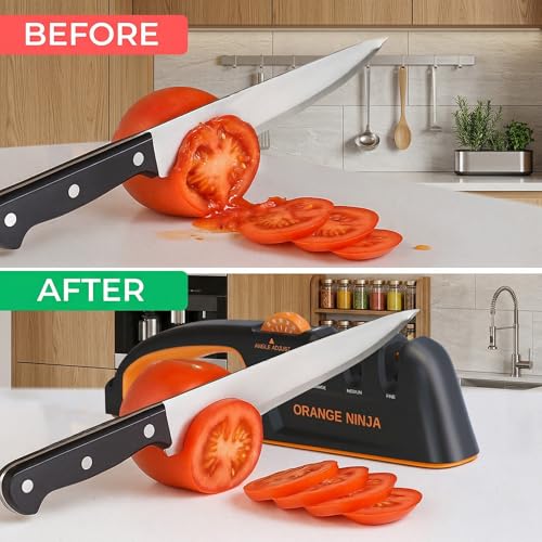 Medium Precision Knife Sharpener - 3-Stage Manual Kitchen & Pocket Sharpener