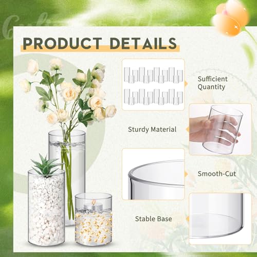 Nuogo 36 Pack Plastic Cylinder Vases 4'', 6'', 8'' Modern Centerpieces