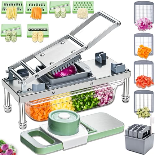 Vegetable Chopper with 10 Blades - Food Processor for Onion Potato & Veggie Slicing