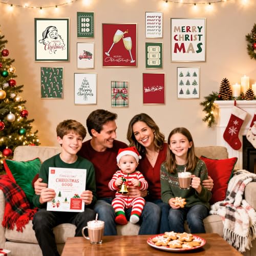 Pasimy 12-Piece Christmas Poster Set — Vintage Farmhouse Holiday Wall Prints