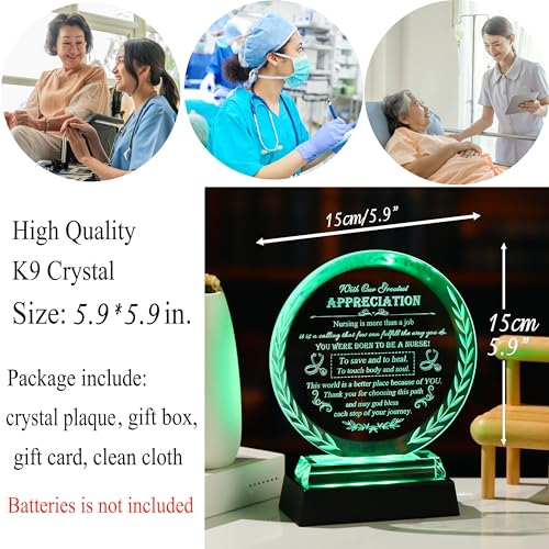 Nurse-Olive LED Crystal Plaque Gift for Nurses and Healthcare Heroes