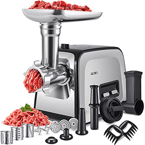 ALTRA LIFE Silver 2800W Heavy Duty Electric Meat Grinder & Sausage Stuffer Kit