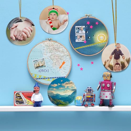 AMONE 12pcs White Sublimation Ceramic Ornaments - Personalized Xmas Keepsake for Heat Press Printing