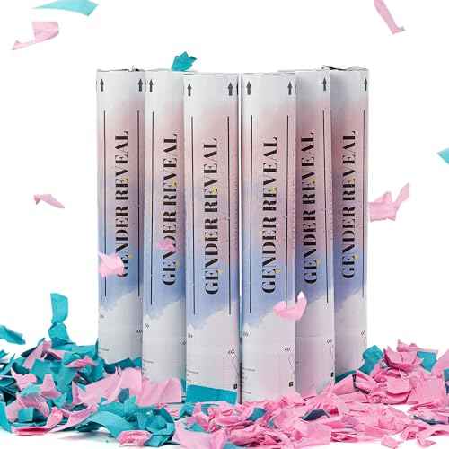 Confetti Cannons 11.8IN Gender reveal Multicolor Confetti Poppers for Wedding Celebration, Gender Revealing Party,Birthday Party, Pranks, Graduation, Christmas Eve(6 Pack Pink)