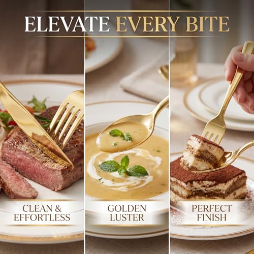 Liacere Gold Classic Disposable Silverware & Napkin Set 400pcs Party Pack