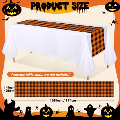 Windkream 6 Pack Fall Buffalo Plaid Plastic Table Runners 14 x 108 Inches