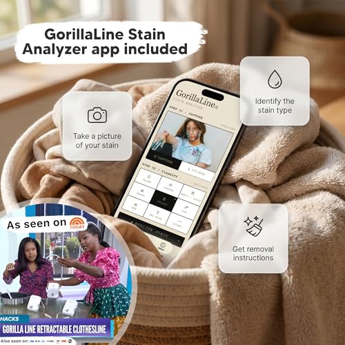 GorillaLine White Retractable Clothesline Indoor & Outdoor Wall Mount Heavy Duty Laundry Line