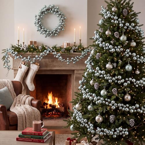 Suncalla 6 ft Green Christmas Ball Garland - Holiday Tree & Mantel Decor (Green / Christmas Ball Garland)