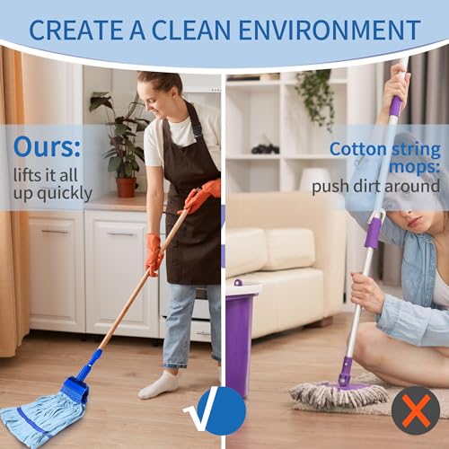 10-Pack Large Microfiber Mop Refill Heads - 400 GSM Commercial Wet Mop Replacement - Blue - Variation of THIS listing