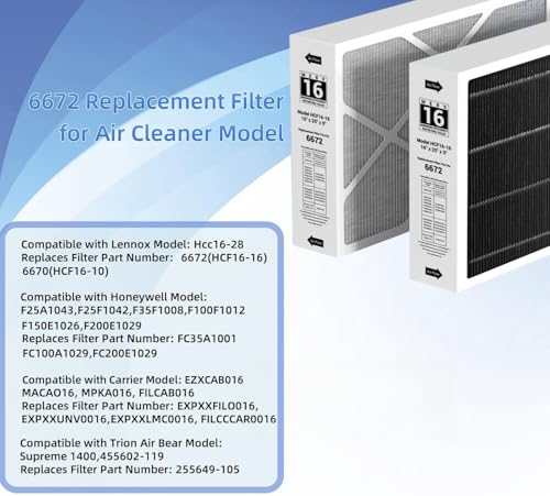 Foglapius 16x25x5 MERV 16 Furnace Air Filter Pack of 2 Compatible with Lennox X6672