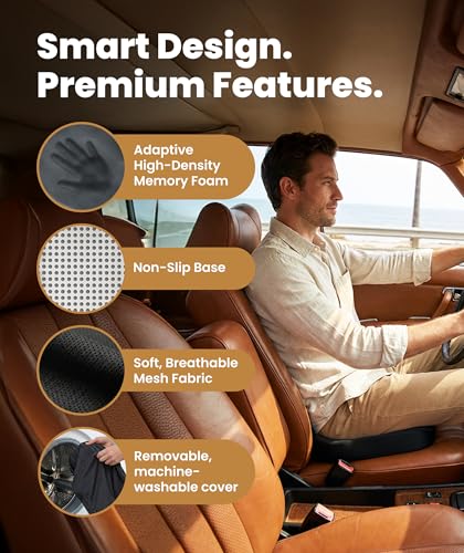 Everlasting Comfort Memory Foam Seat Cushion for Office & Car - Large Black