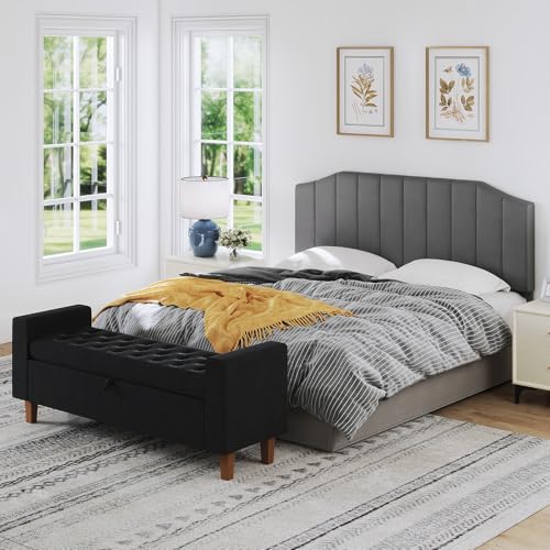 Velvet King Headboard Wall Mount - Dark Gray, Modern Design, Bed Frame Compatible
