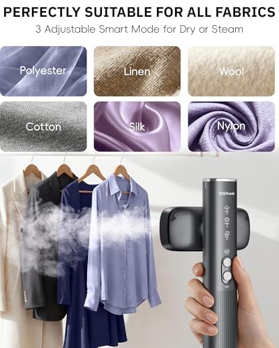 OGHom Black 2-in-1 Travel Garment Steamer & Iron 1000W Portable Handheld
