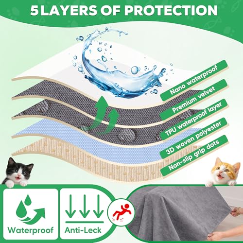 Cat Scratch Proof Sofa Cover Waterproof Furniture Protector Grey 134x71