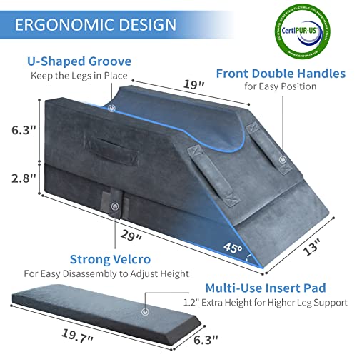 KingPavonini Grey Single Leg Height Adjustable Elevation Pillow for Post-Surgery Recovery