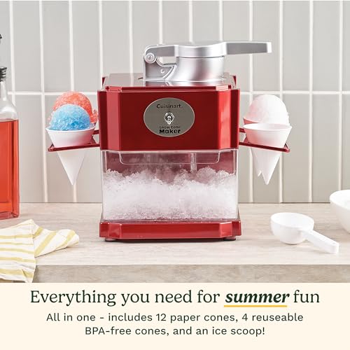 Snow Cone Machine with 90W Motor, Reusable Cones, Compact Countertop Design