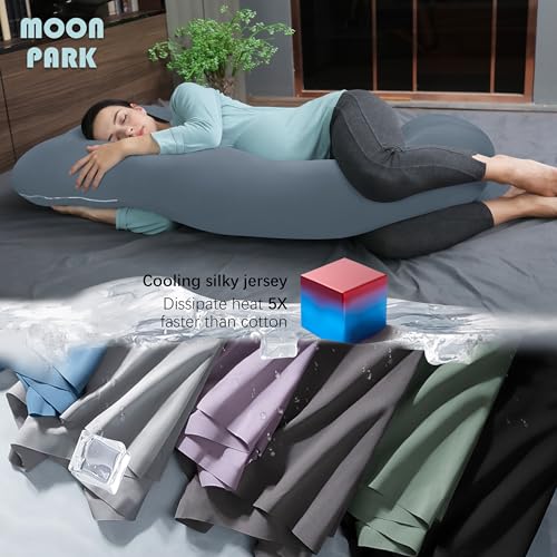 Pregnancy Pillows U Shape Full Body Maternity Pillow with Cooling Cover - Grey, 57 Inch