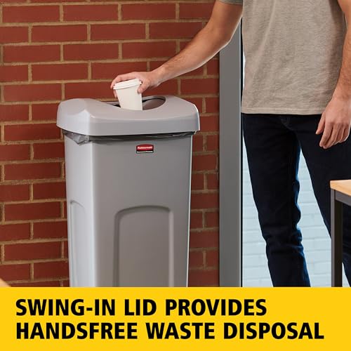 Square Trash Can with Swing Top Lid - 23-Gallon Outdoor Waste Container
