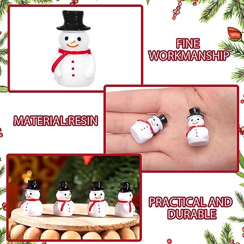 Liliful 50 Pcs Classic Style Mini Snowman Christmas Resin Figurines for Crafts