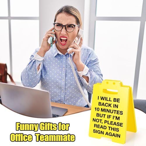 MBL Funny Office Desk Sign - Out to Lunch Be Right Back, Gag Fun Office Desk Signs Cubicle Decor White Elephant Stocking Stuffers Christmas Xmas Holiday Gift for Coworker Teammate Employee Boss