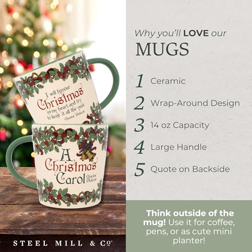 Steel Mill & Co 14 oz Ceramic Coffee Mug – A Christmas Carol Book Lover Cup