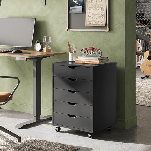 DEVAISE Black 5-Drawer File Cabinet Under Desk Storage 15.7"D x 18.7"W x 25.5"H