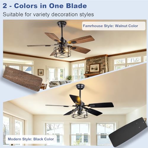 Depuley 42-Inch Farmhouse Ceiling Fan with Lights - Black Walnut Variation 01