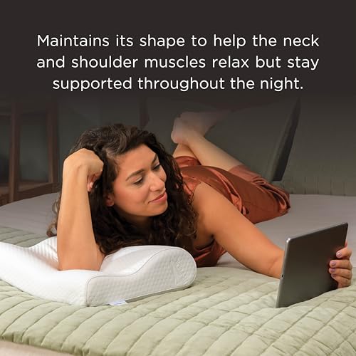 Tempur-Pedic Small Profile Neck Pillow - Extra Firm Support, White, 20x12.5x3.5" Variation 1