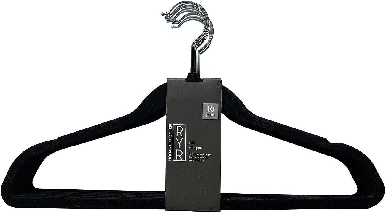 Skiennix Velvet Hangers - Non-Slip, Space-Saving Closet Organizers - Durable Soft-Touch Black Hangers for Clothes & Coats