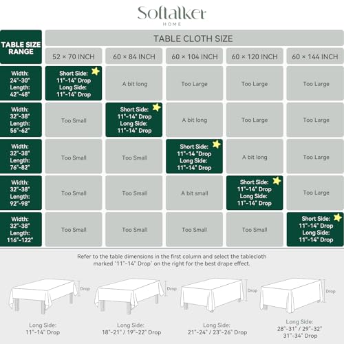 Softalker Green Rectangular Jacquard Christmas Tablecloth 60 x 104 Inches Waterproof