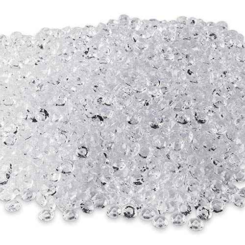 Super Z Outlet Diamond Table Confetti, Vase Filler, Party Decorations for Weddings, Bridal Shower, Birthdays, Home, and more. 2000 Pack of 1 Carat 6.5mm Jewels (Clear)