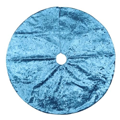 Bunny Chorus Peacock Blue Velvet Christmas Tree Skirt 36 Inch Luxury Holiday Decor