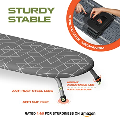 Xabitat Tabletop Ironing Board with Wall Mount & Iron Holder - Gray, Compact & Stable
