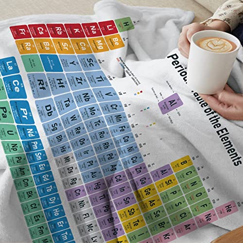 Periodic Table Elements White Microfiber Flannel Throw Blanket 60x50 for Teen — Padumuttara