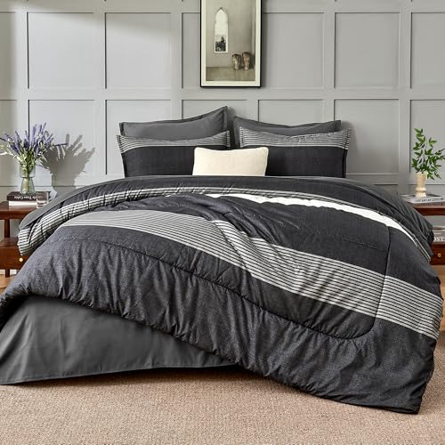 Andency Full Size Comforter Set Black White Grey 7 Pieces - Variation 02