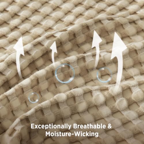 Bedsure Oversized King Cooling Waffle Blanket - Warm Taupe, Lightweight & Breathable, 120x96 Inches