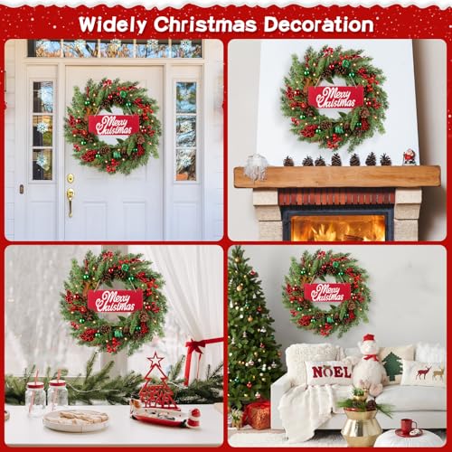 20in Handmade Christmas Wreath for Holiday Decor with Lights & Sign