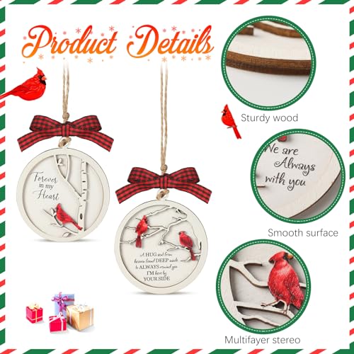 Soaoo 24 Pcs Cardinal Christmas Ornaments - Wooden Memorial Holiday Decor