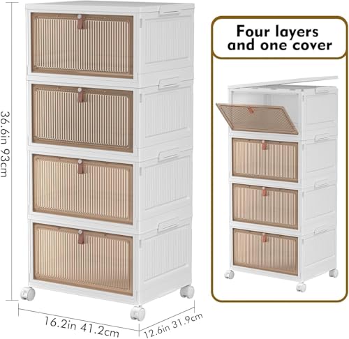 YFXCVSL 4-Tier 32QT Stackable Plastic Storage Bins with Lids