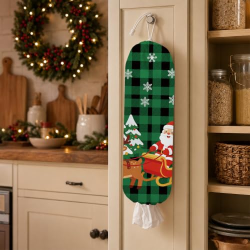 Santa Sleigh Plastic Bag Holder Christmas Decorations Gift for Women
