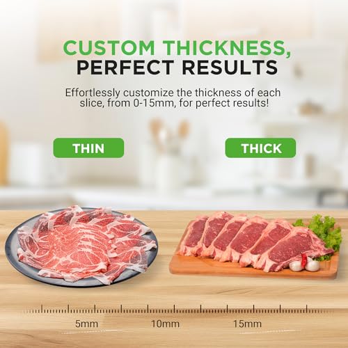 NutriChef Electric Meat Slicer 200W with Adjustable Thickness, Stainless Steel Blade