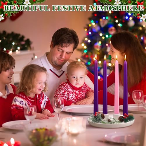 Vercraft Christmas Advent Candle Holder with 12 Taper Candles - Ceramic Holiday Decor