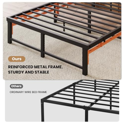 Full Size Folding Bed Frame - Quad-Fold, Tool-Free Assembly, Under-Bed Storage