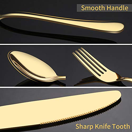 Aisoso Gold Silverware Set 40-Piece Service for 8 - Stainless Steel Flatware