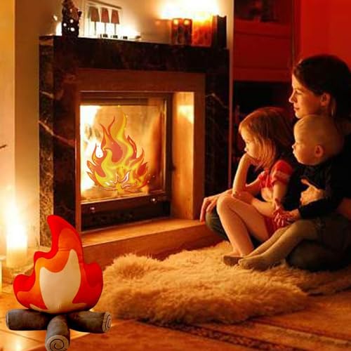 Funny Campfire Plush,17.7 in Simulation Fake Campfire Pillow, Soft Stuffed Cartoon Fire Doll Campfire Firewood Toys, Simulation Bonfire Plush Toy for Outdoor Camping Room Decor Kids Gifts (11.8 in)-1