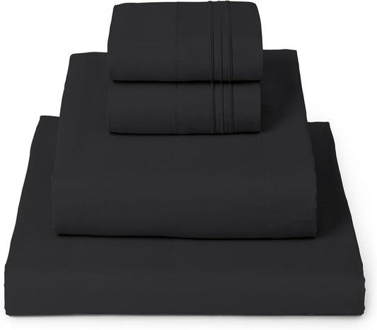 Mellanni California King Sheets Set - 4 PC Luxury Bedding Collection - Extra Soft, Cooling & Wrinkle Resistant (Black)